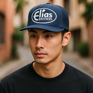 Vintage Calhead Elias Brothers Big Boy Mesh Trucker Snap Back Cap Hat Blue Adult